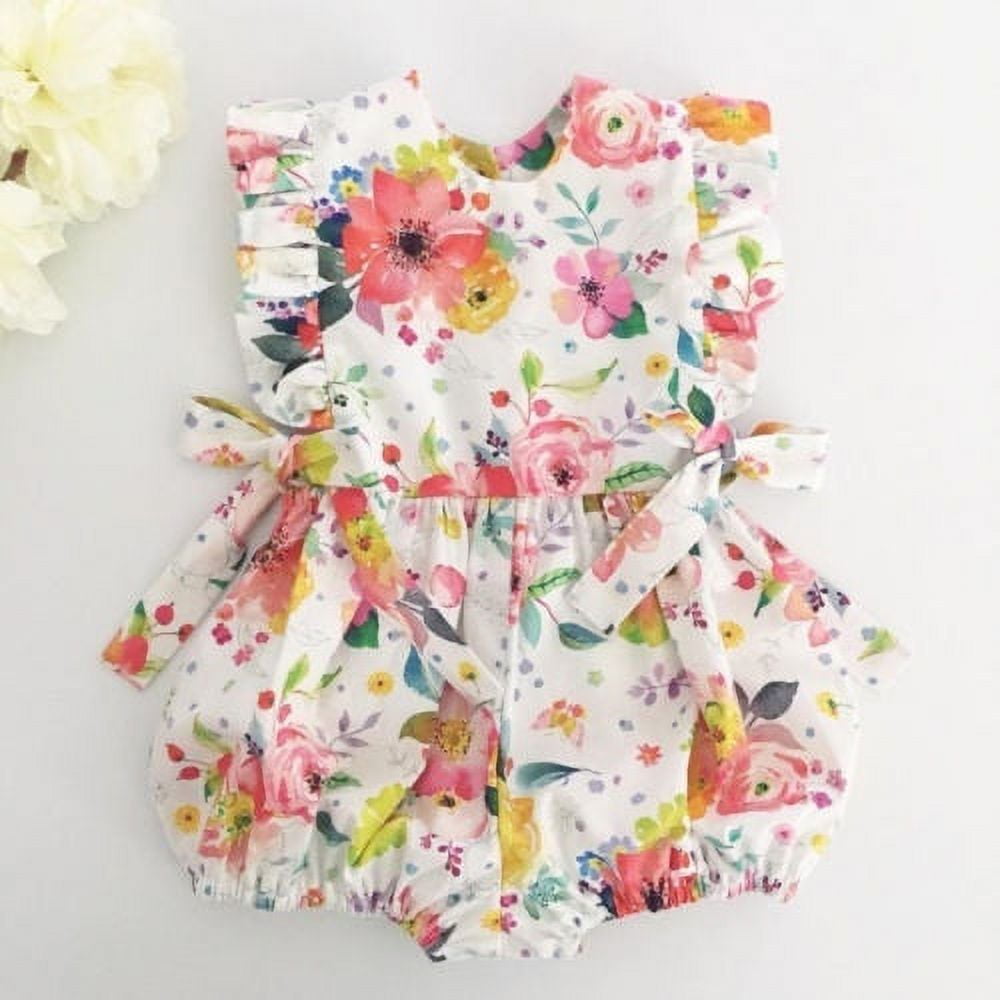 Newborn Baby Girl Flower Ruffle Romper Bodysuit Jumpsuit Outfit Sunsuit