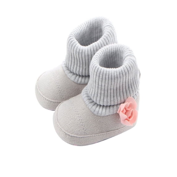 Newborn Baby Girl Flower Warm Snow Boots Shoes Toddler Soft Sole Booties