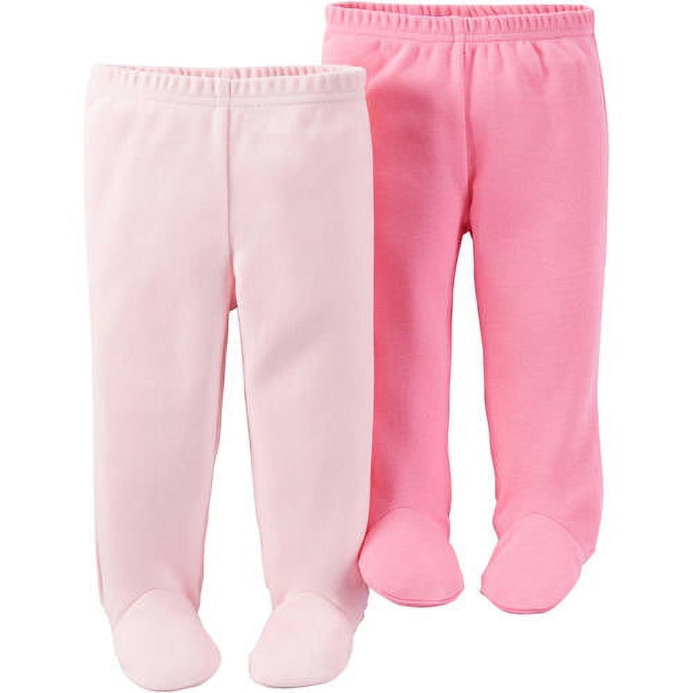 Newborn Baby Girl Footed Pants, 2Pack