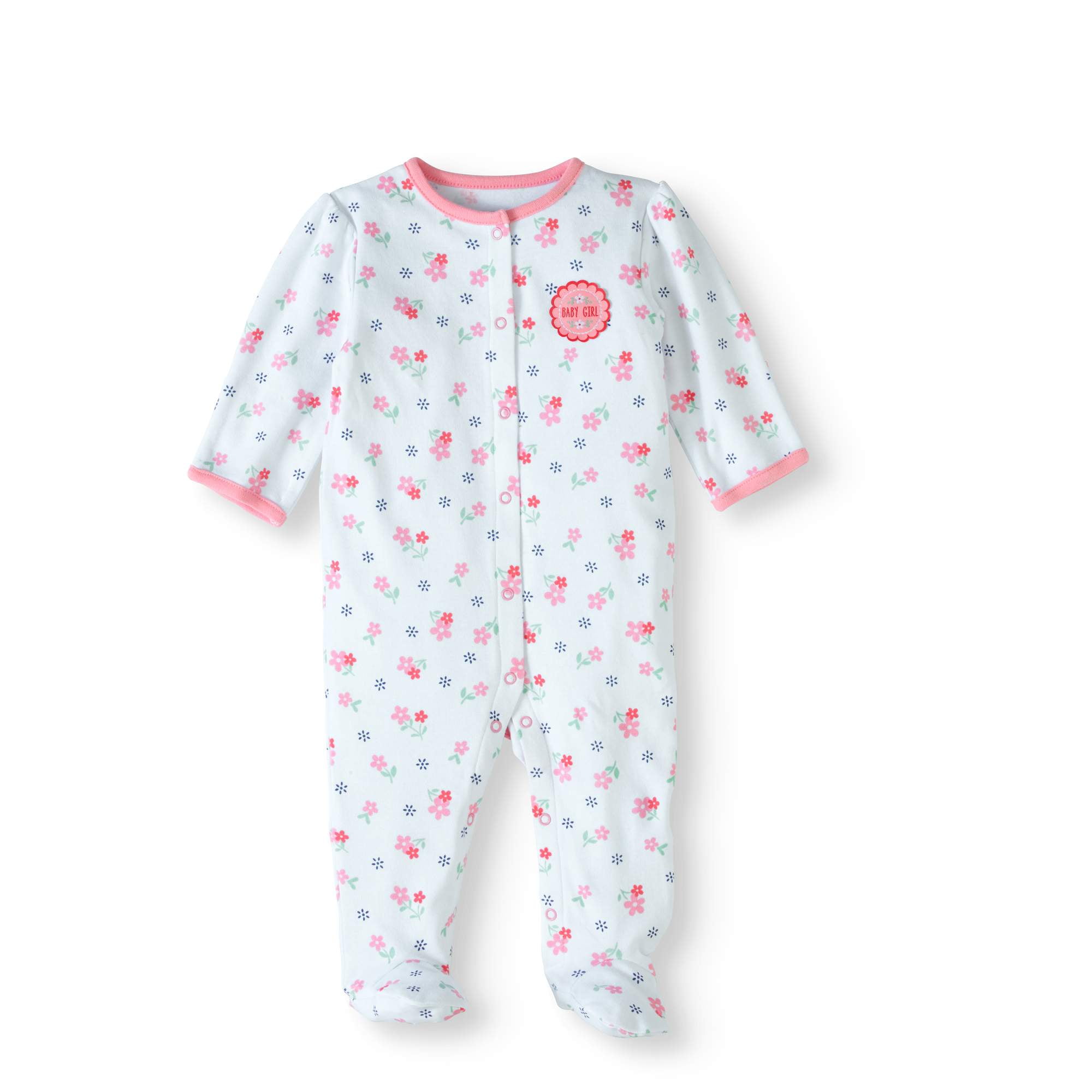 Newborn Baby Girl Footed Sleep 'N Play with Mitten Cuffs