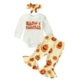 thumbnail image 1 of Newborn Baby Girl Halloween Outfits Long Sleeve Romper Tops Pumpkin Bell-Bottom Flare Pants Headband Infant Fall 3Pcs Clothes Set, 1 of 8