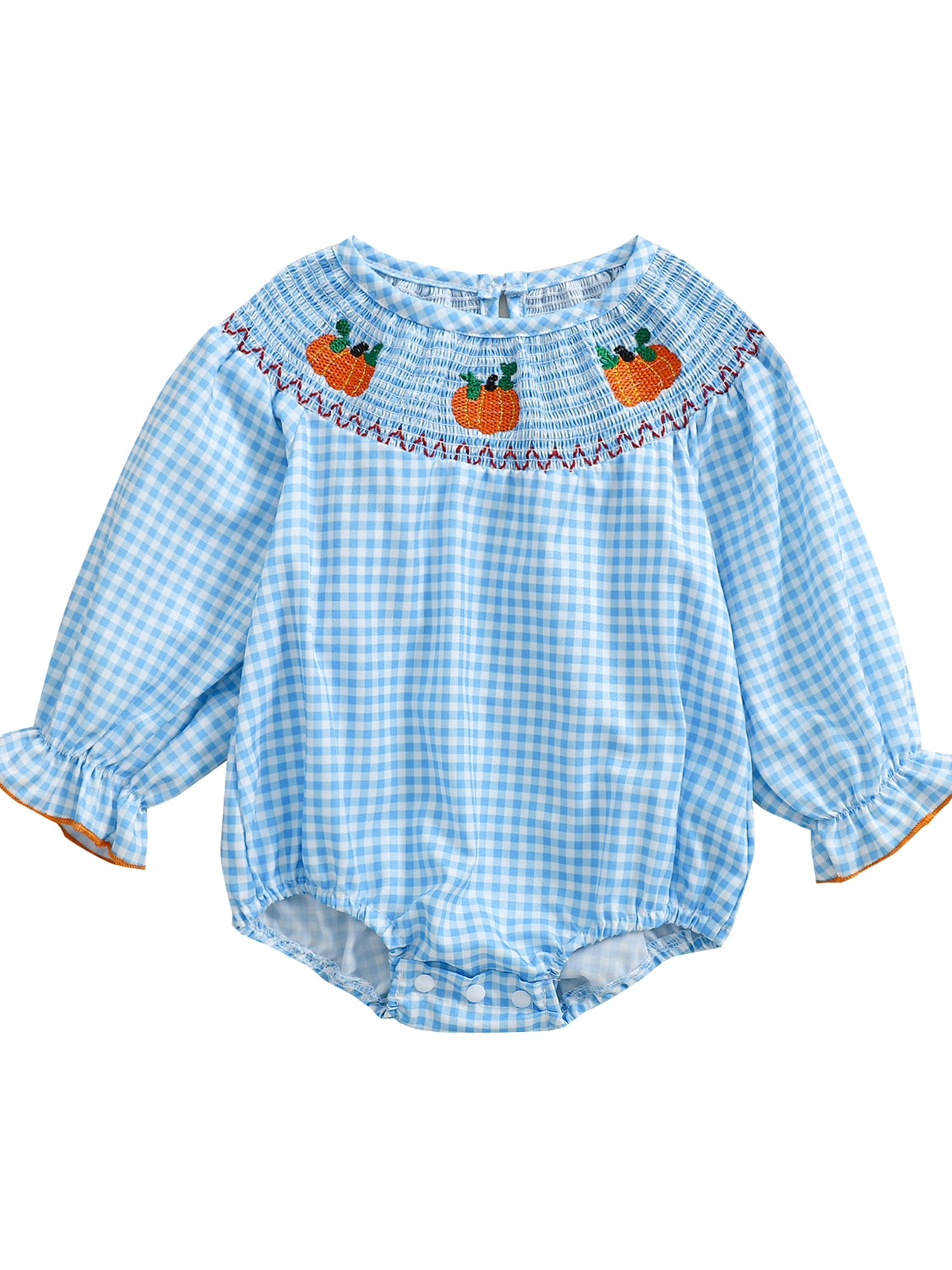 Newborn Baby Girl Halloween Smocked Pumpkin Outfit 3 6 12 18 