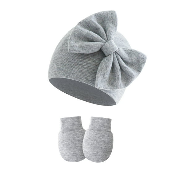 Newborn Baby Girl Hats and Mittens Set Cotton Bow Beanie Preemie Hats Infant Caps for Baby Girls