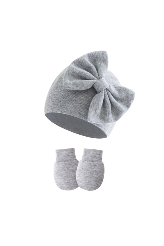 Newborn Baby Girl Hats and Mittens Set Cotton Bow Beanie Preemie Hats Infant Caps for Baby Girls