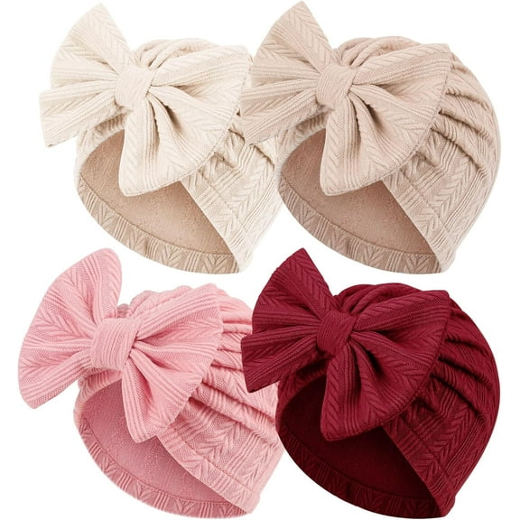 Newborn Baby Girl Hats with Bow Toddler Infant Beanie Cap Newborn Hospital Hats for Baby Girl Kid 3-12 Months