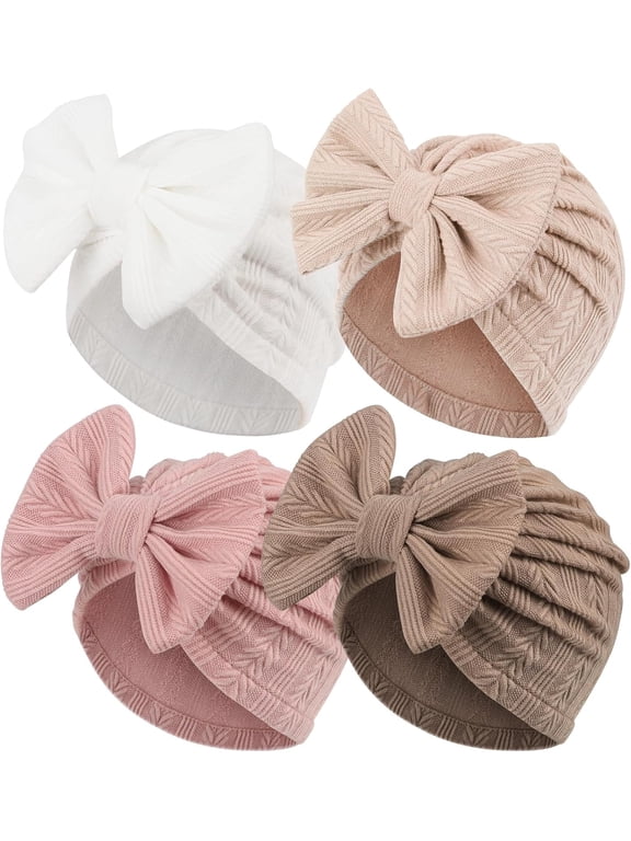 Newborn Baby Girl Hats with Bow Toddler Infant Beanie Cap Newborn Hospital Hats for Baby Girl Kid 3-12 Months