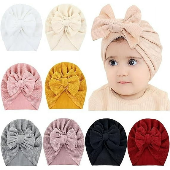Newborn Baby Girl Hospital Hat Infant Caps Bow Baby Beanie Hats for Girls Spring Summer 0-36 Months