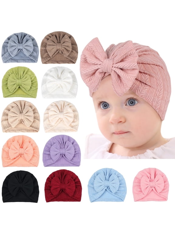 Newborn Baby Girl Hospital Hat Infant Caps Bow Baby Beanie Hats for Girls Spring Summer 0-36 Months