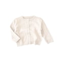 thumbnail image 1 of Newborn Baby Girl Knit Cardigan Sweater White Eyelet Button down Long Sleeve Lightweight Warm Top Solid Winter Coat Outwear, 1 of 5