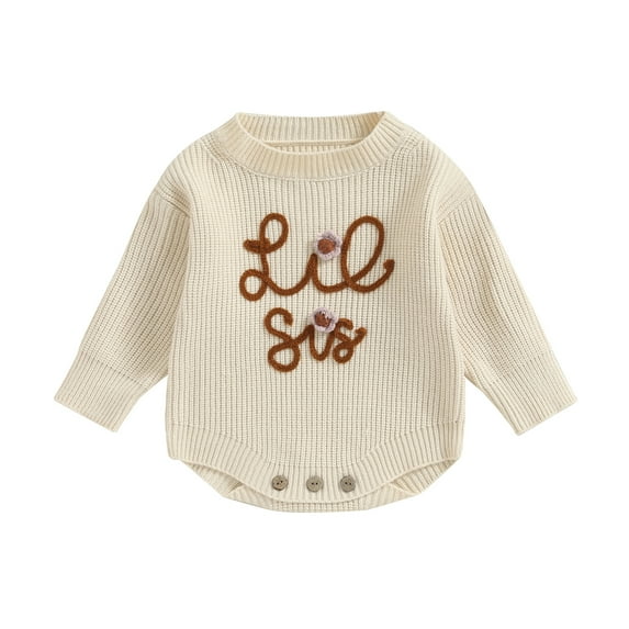 Newborn Baby Girl Knit Romper 3M 6M 9M 12M 18M 24M Sweater Embroidery Flower Jumpsuits Infant Winter Fall Clothes