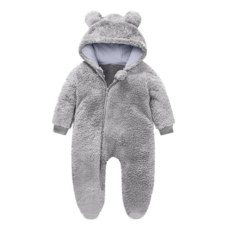 Newborn Baby Girl Long Sleeve Romper Jumpsuit Fleece Baby Winter