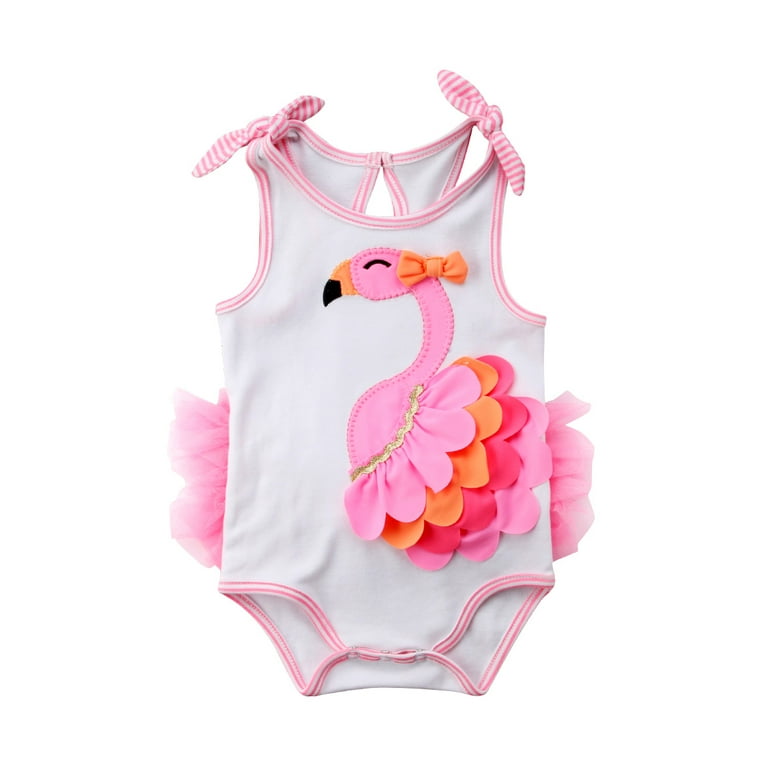Newborn Baby Girl One-Piece Swimsuit Flamingo Printed Ruffle