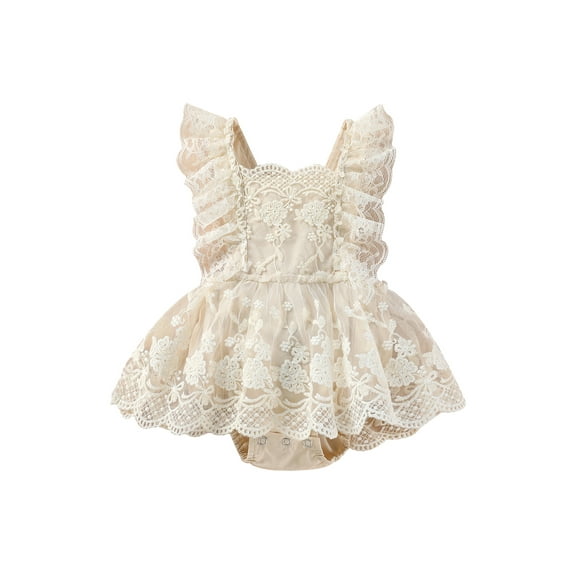 Newborn Baby Girl Outfits Butterfly Ruffle Lace Romper Jumpsuit Bodysuit 1st Birthday Photoshoot Dress