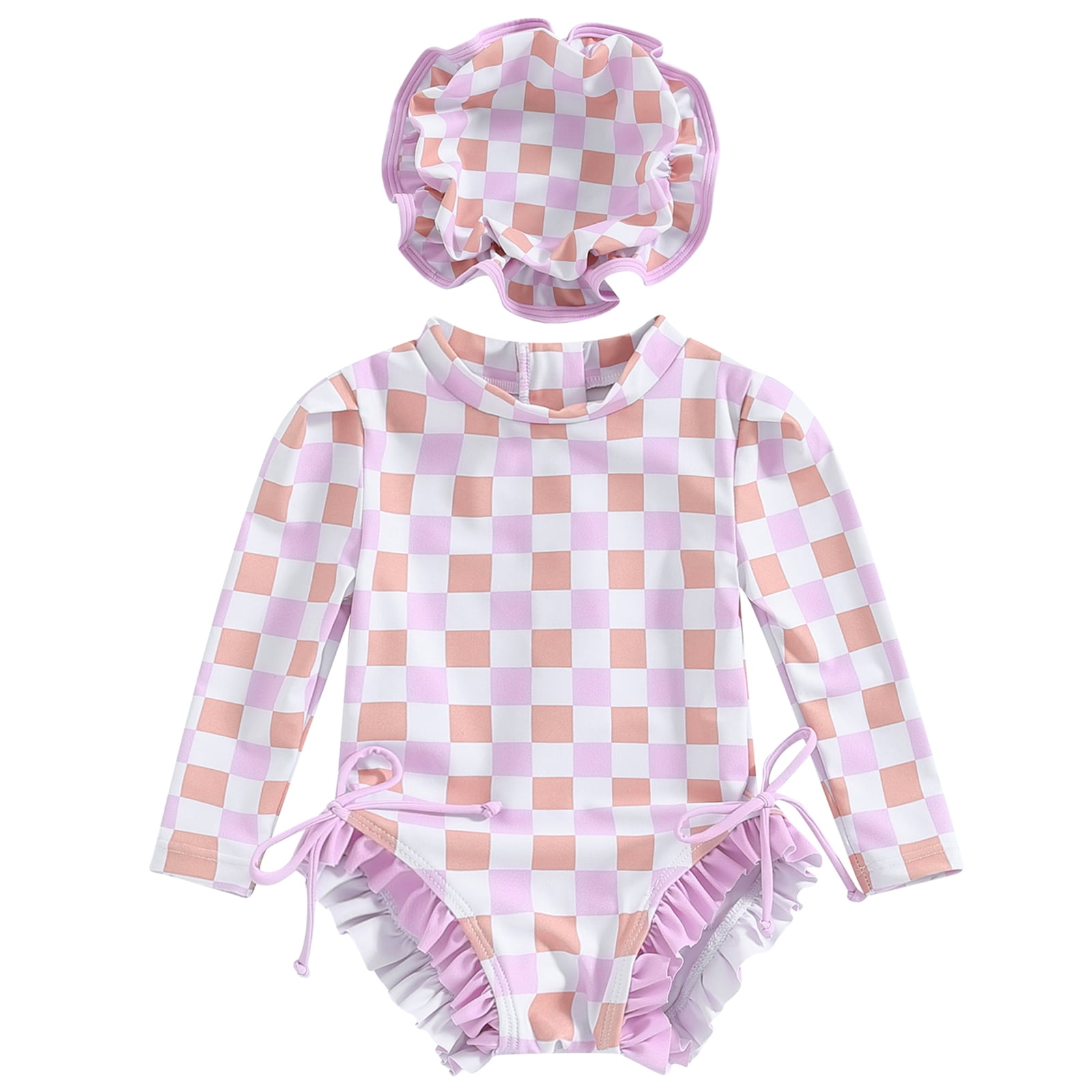 Newborn Baby Girl Rash Guard Swimsuit Long Sleeve Bathing Suit Infant