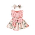 thumbnail image 1 of Newborn Baby Girl Romper Dress Flower Print Lace Ruffled Jumpsuit with Headband Cute Summer Clothes, 1 of 8