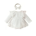 thumbnail image 1 of Newborn Baby Girl Romper Dresses Infant Girl Embroidered Flower Tulle Skirt Bodysuit Baby Girl Mesh Dress Outfits 0-18M, 1 of 9