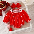 thumbnail image 1 of Newborn Baby Girl Ruffles Cute Red Heart Print Jumpsuit Bodysuit, 1 of 8