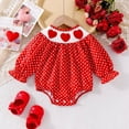 thumbnail image 1 of Newborn Baby Girl Ruffles Cute Red Polka Dots Print Jumpsuit Bodysuit, 1 of 8