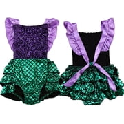 Newborn Baby Girl Sequins Mermaid Bodysuit Romper Jumpsuit Outfit Sunsuit Clothes