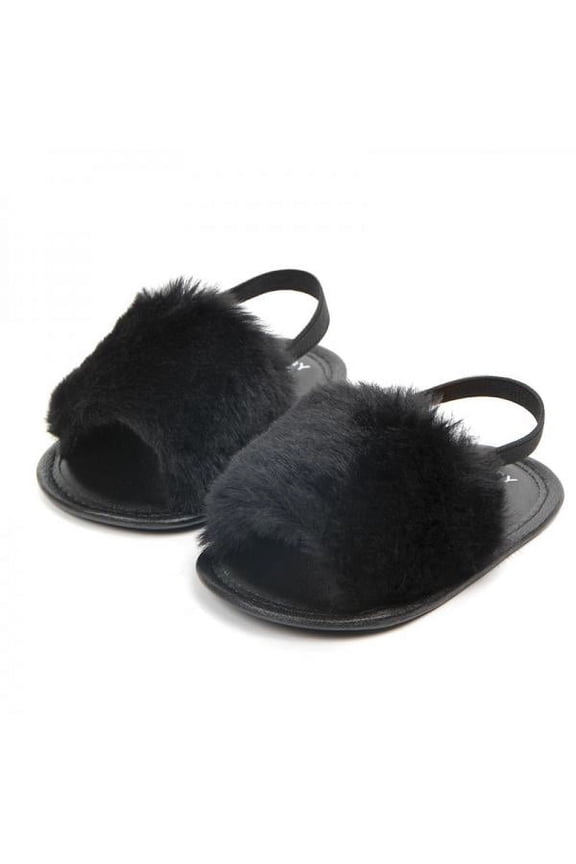 Newborn Baby Girl Shoes Plush Soft Sole Crib Faux Fur Slippers Pram Sandals