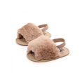 thumbnail image 1 of Newborn Baby Girl Shoes Plush Soft Sole Crib Faux Fur Slippers Pram Sandals, 1 of 3