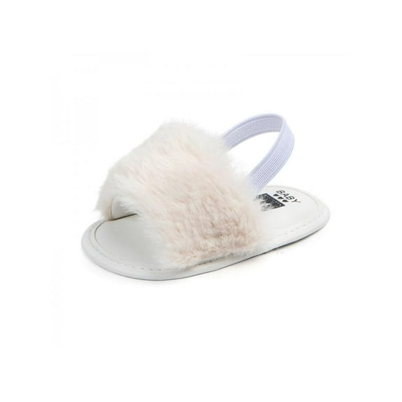 Newborn Baby Girl Soft Sole Plush Faux Fur Slippers Pram Sandals