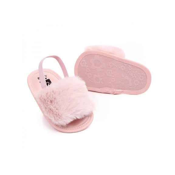 Newborn Baby Girl Soft Sole Plush Faux Fur Slippers Pram Sandals