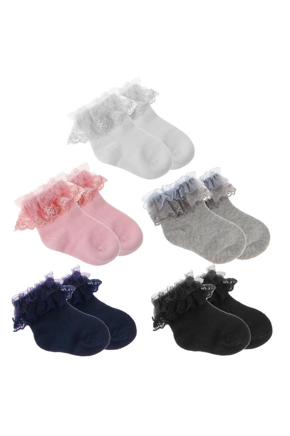 Newborn Baby Girl Solid Color Breathable Cotton Elastic Princess Lace Socks