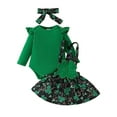thumbnail image 1 of Newborn Baby Girl St. Patrick's Day Outfits Ruffle Long Sleeve Romper Lucky Clover Suspender Dress 3 6 9 12 18 Months Spring Clothes, 1 of 8