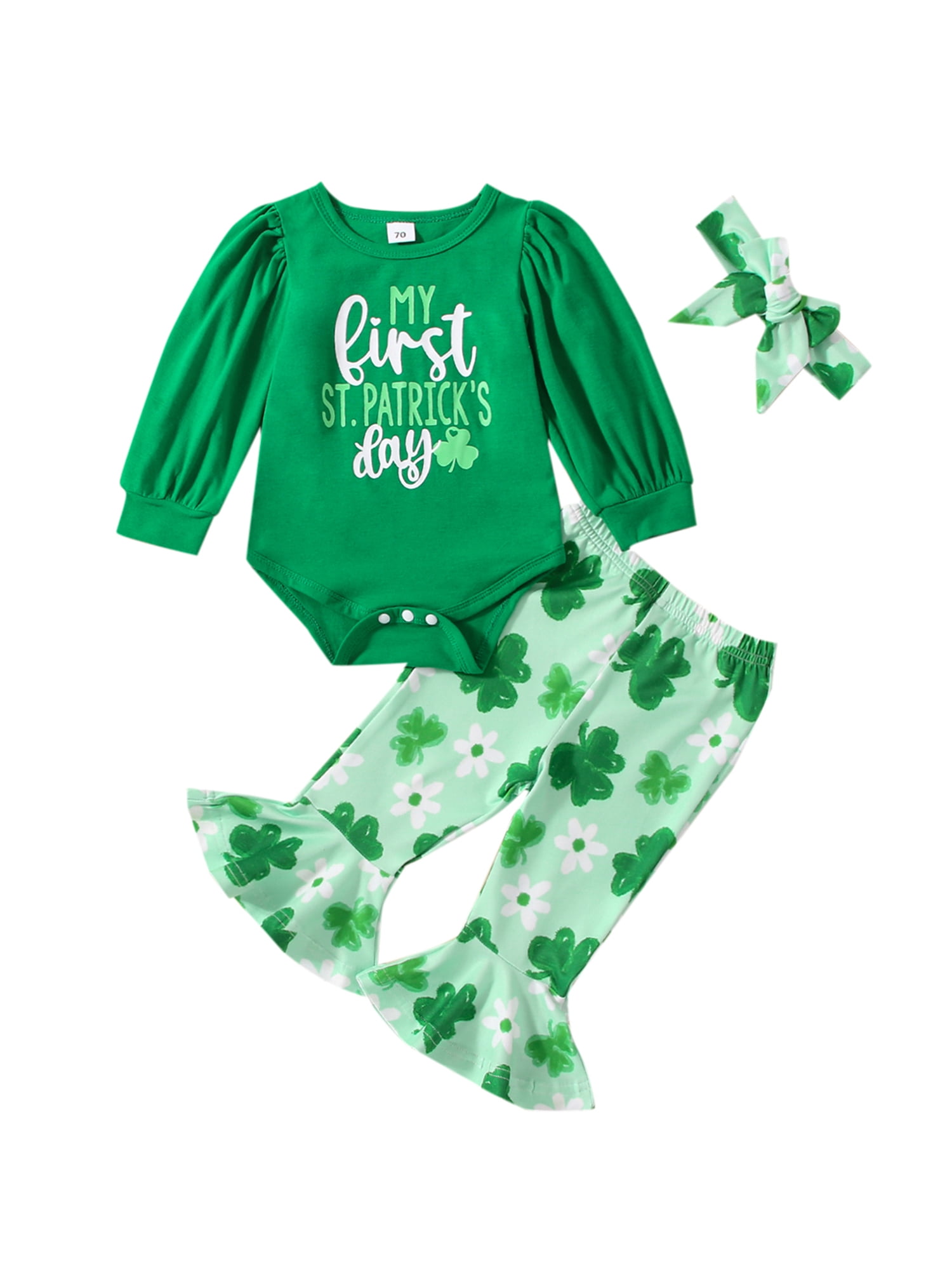St.Patricks Day 1st birthday girls shamrock one Velvet bubble Romper Baby Outfit