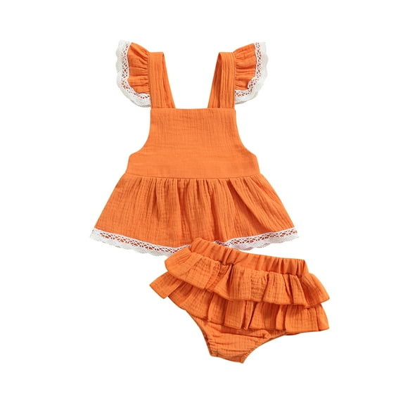 Newborn Baby Girl Summer Clothes 3 6 9 12 18 months Cute Lace Sleeveless Skirt Ruffle Shorts Infant Skirt Outfits 2Pcs