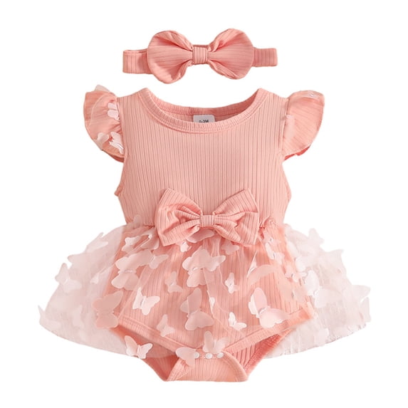 Newborn Baby Girl Summer Clothes with Headband Ruffle Short Sleeve Bubble Romper Bow Floral Shorts Jumpsuit Infant Cute Outfit 0 3 6 9 12 18 Months Pink