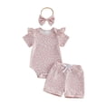 thumbnail image 1 of Newborn Baby Girl Summer Clothes Western Outfit My First Rodeo Short Sleeve Ruffle Romper Shorts Skirt Headband Set,Red, 1 of 3