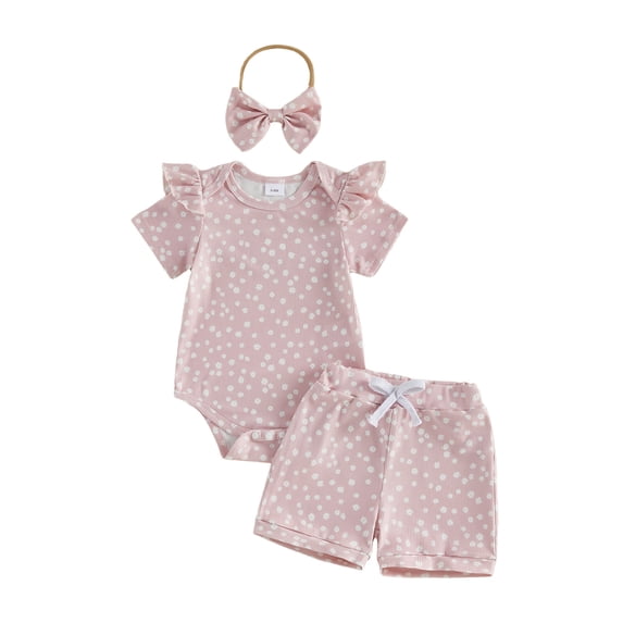 Newborn Baby Girl Summer Clothes Western Outfit My First Rodeo Short Sleeve Ruffle Romper Shorts Skirt Headband Set,Red