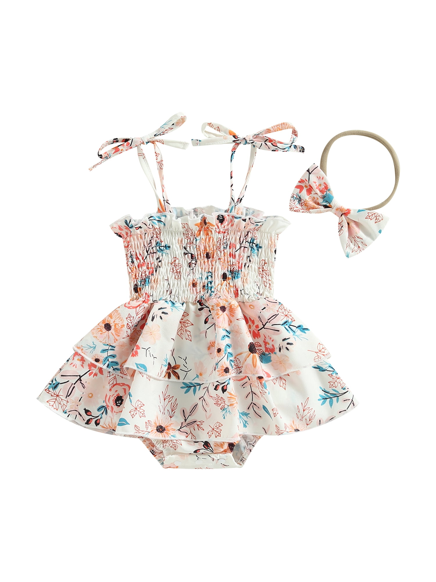 Summer Arrival Baby Girls Plain Floral Sleeveless Square Neck bodysuit