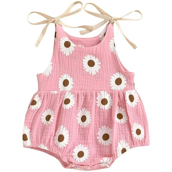 Newborn Baby Girl Summer Outfits Floral/Sun Romper Infant Sleeveless Strap One Piece Bodysuit Shorts Jumpsuit Cute Clothes