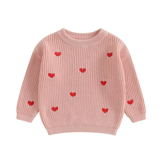Newborn Baby Girl Sweaters 3M 6M 9M 12M 18M Cute Long Sleeve Heart Embroidery Knit Pullovers Infant Jumper Tops