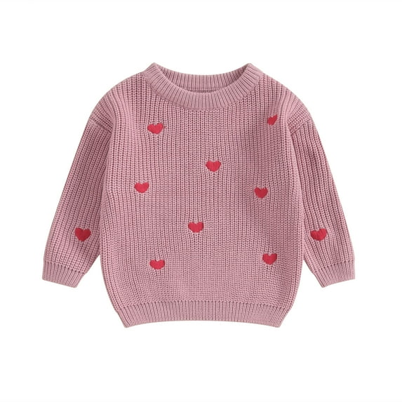 Newborn Baby Girl Sweaters 3M 6M 9M 12M 18M Cute Long Sleeve Heart Embroidery Knit Pullovers Infant Jumper Tops