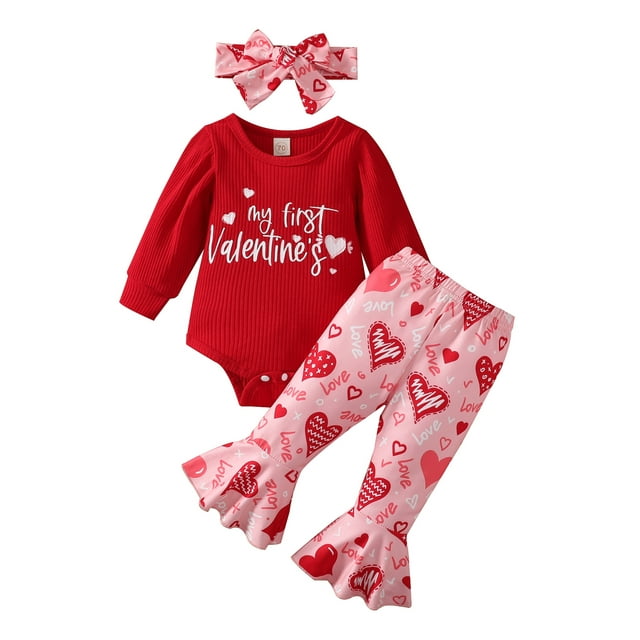 Newborn Baby Girl Valentines Day Outfit My 1st Valentine's Day Romper