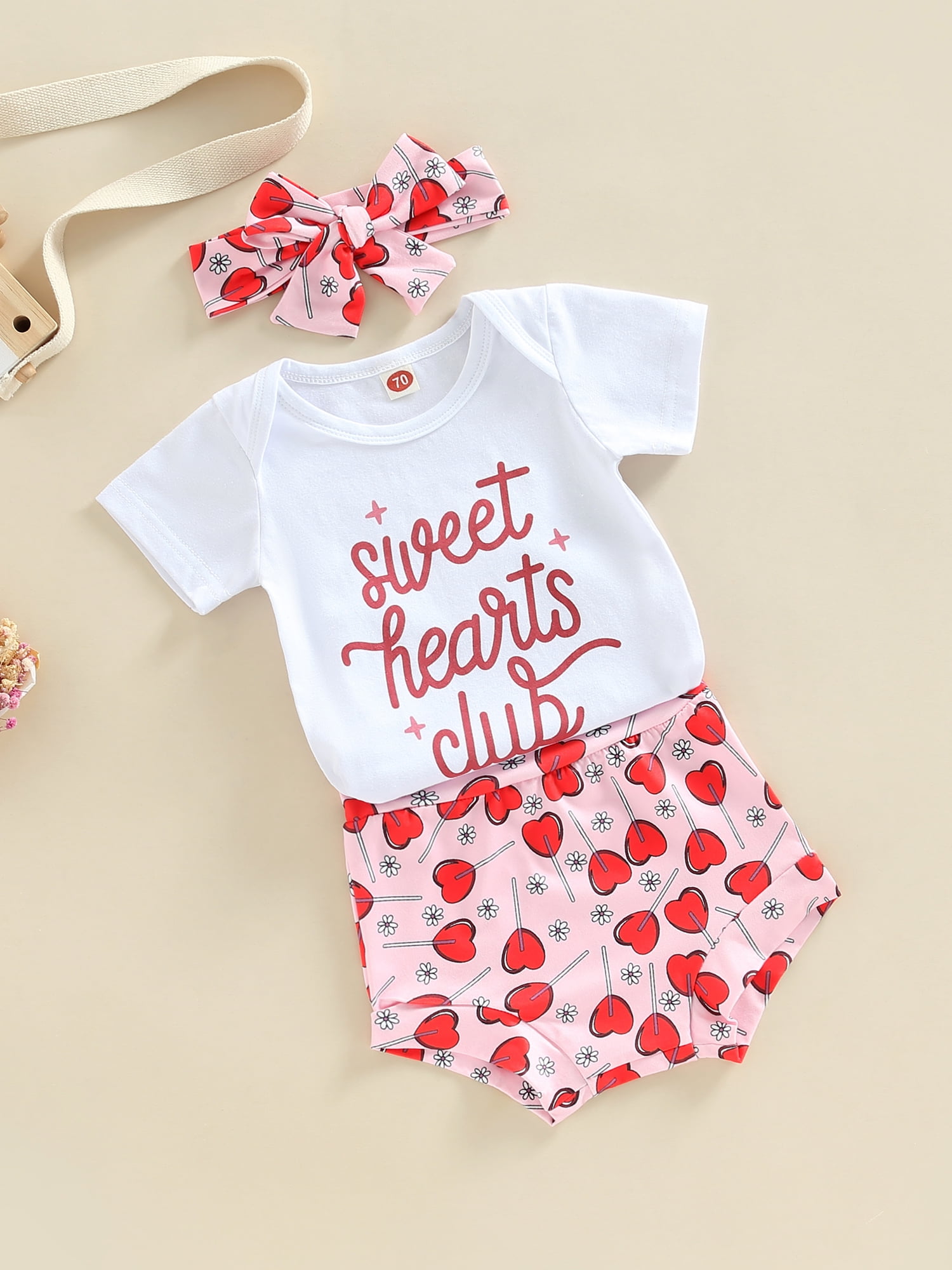 Newborn Baby Girl Valentines Day Outfit Sweet Heart Letter Print
