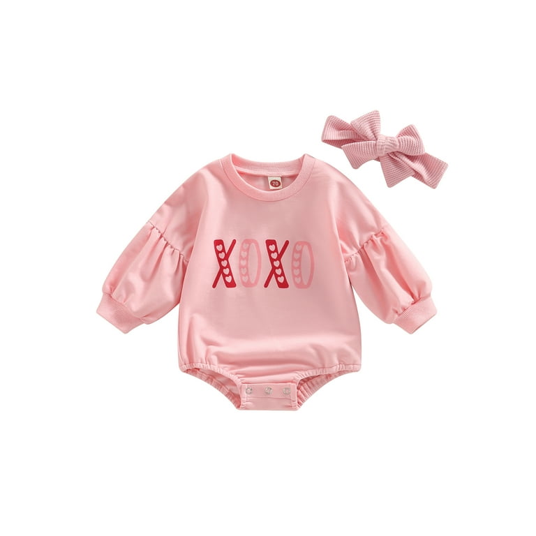 Newborn Baby Girl Valentines Day Romper Sweatshirt Onesie Outfit
