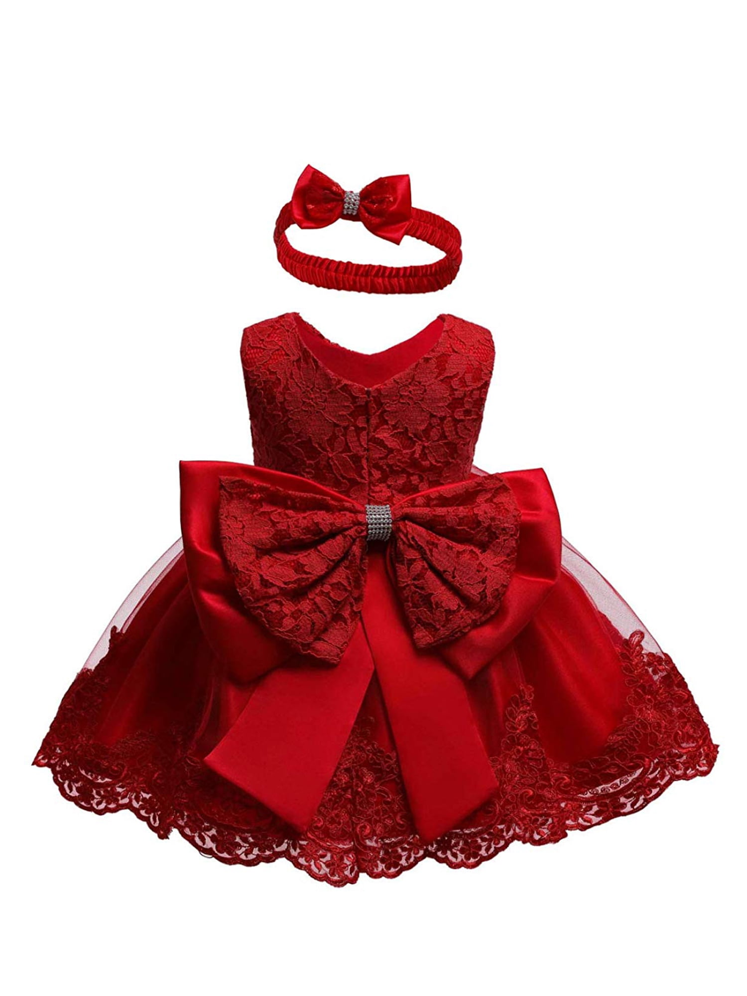 Newborn Baby Girl Wedding Party Pageant Gown Dress Princess Bowknot