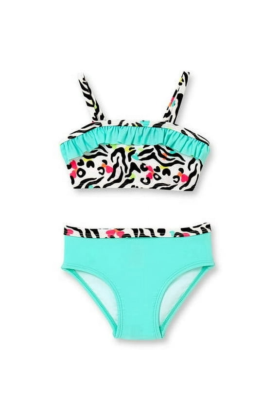 Newborn Baby Girl Zookeeper Ruffle Trim 2 Piece Swimsuit