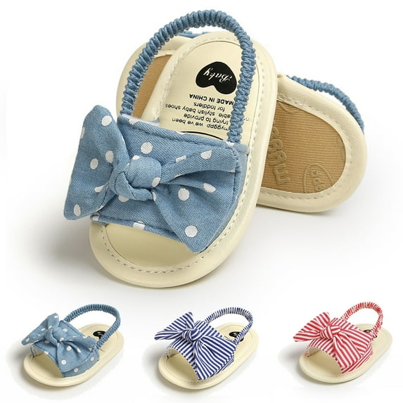 Newborn Baby Girls Big Bowknot Polka Dot Sandals Summer Beach Shoes Infant Baby Shoes