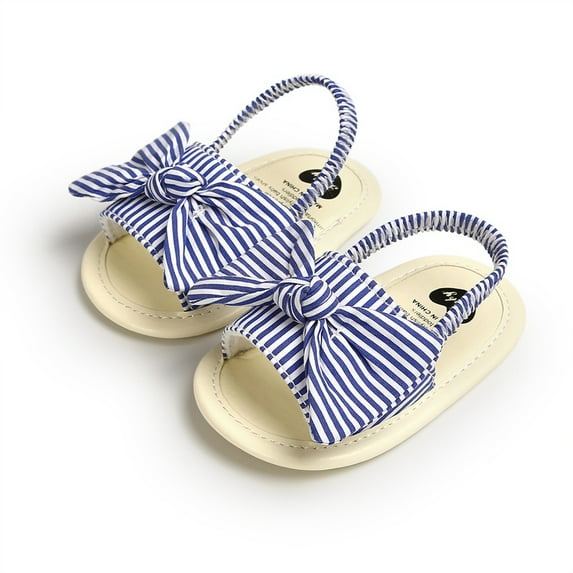 Newborn Baby Girls Big Bowknot Striped Sandals Summer Beach Shoes Infant Baby Shoes