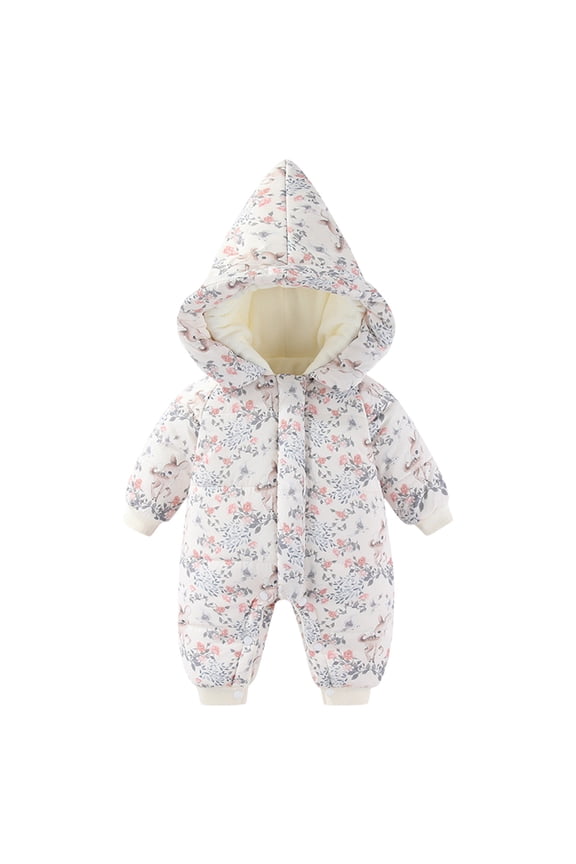Newborn Baby Girls Boys Cute Bear Fleece Footie Bunting Snowsuit Toddler Infant Hooded Plush Footed Jumpsuit Romper Winter Fall Warm Coat Outfits
