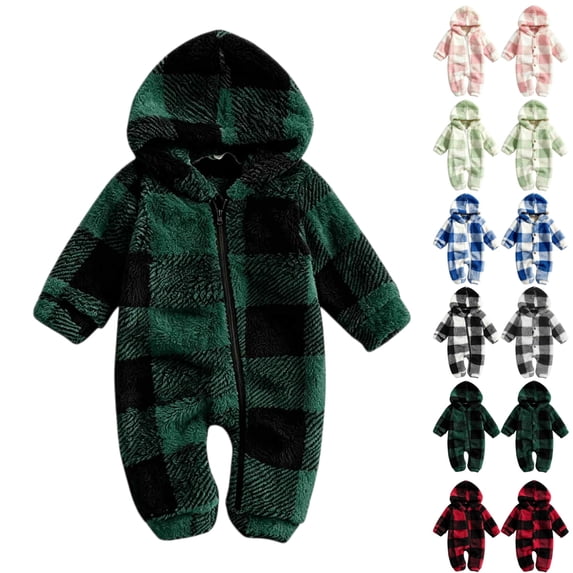 Newborn Baby Girls Boys Cute Bear Fleece Footie Bunting Snowsuit Toddler Infant Hooded Plush Footed Jumpsuit Romper Winter Fall Warm Coat Outfits