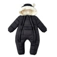 thumbnail image 1 of Baby Girls Boys Cute Bear Footie Bunting Snowsuit Toddler Hooded Plush Footed Jumpsuit Romper Winter Fall Warm Coat Outfits, 1 of 5