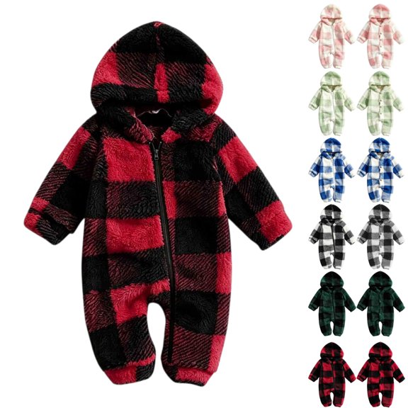 Newborn Baby Girls Boys Cute Bear Fleece Footie Bunting Snowsuit Toddler Infant Hooded Plush Footed Jumpsuit Romper Winter Fall Warm Coat Outfits