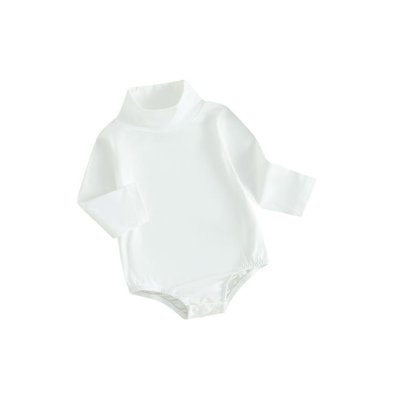 Newborn Baby Girls Boys Romper Long Sleeve Solid Color High Neck Casual Romper